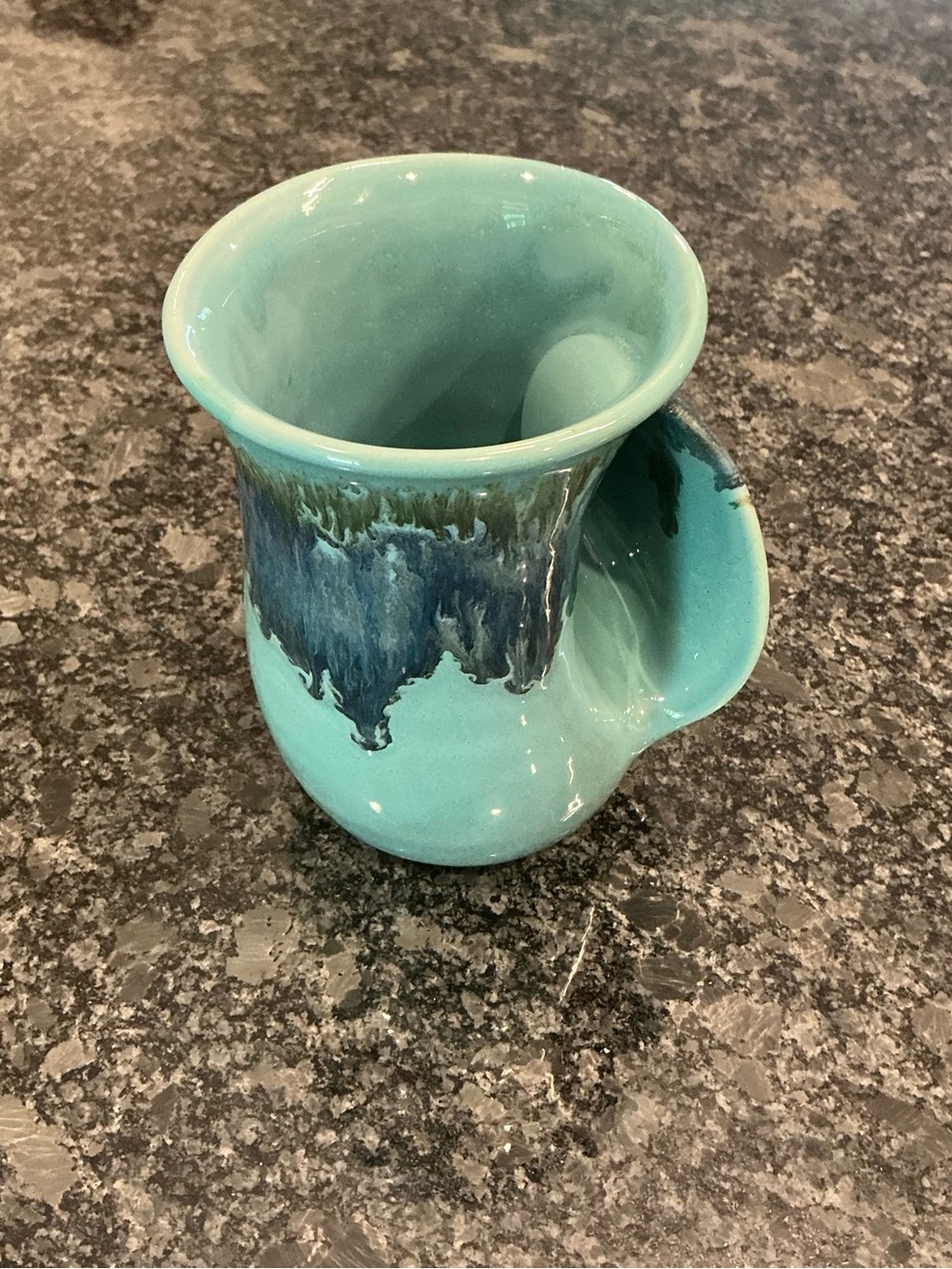 Neher Pottery Hand Warmer Mug Turquoise With Blue Drip Glaze 2024